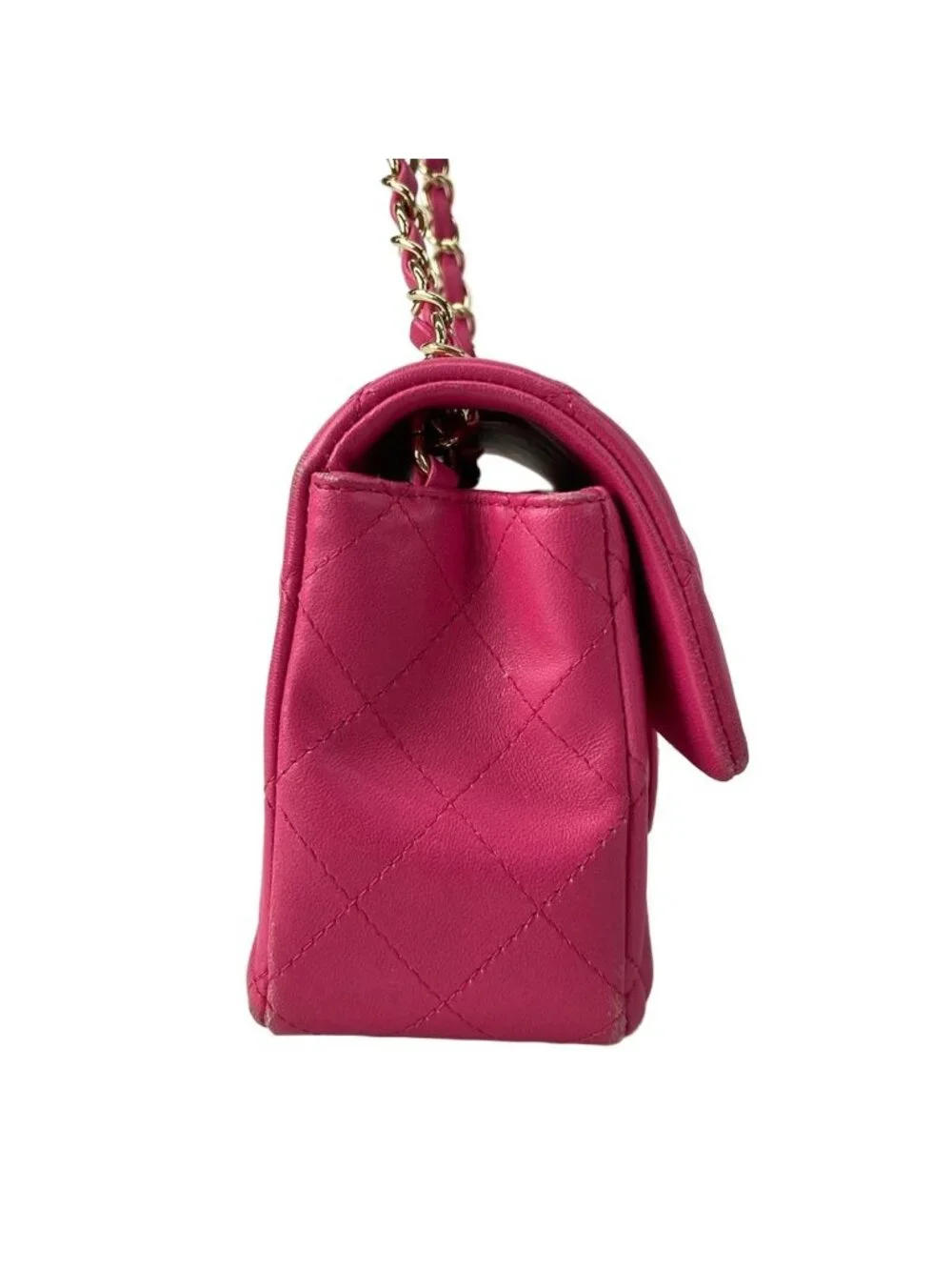 Chanel Shoulder Bag Mini Quilted Pink Chain Gold Lambskin